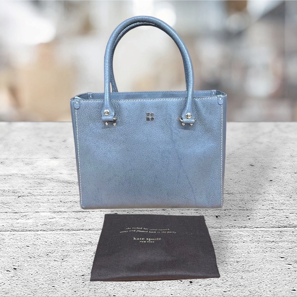 KATE SPADE Quinn Tarrytown Gray Marbled Leather Tote Purse Handbag 11.25" x 9.5"